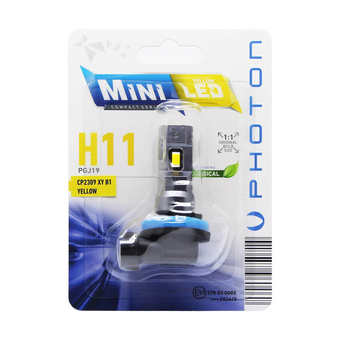 Photon Mini Yellow Compact LED Far Ampulü Serisi (3000K Sarı / Sis Farları) TEKLİ BLİSTER