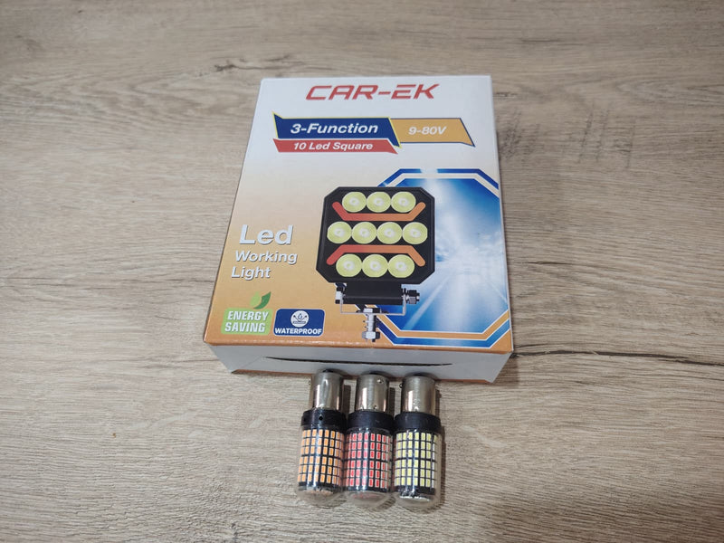 CAR-EK LED Kare Çalışma Lambası + 144 LED Canbus Ampul Seti (Süper Aydınlatma Paketi)